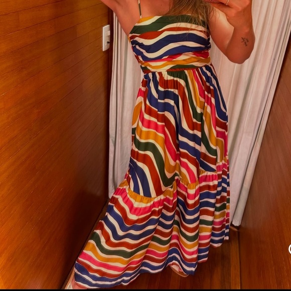 FARM Rio Long Dress Dance of Stripes Size S - Picture 3 of 10